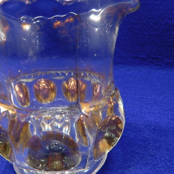 Small King's Crown Thumbprint Creamer Gold Accents 3.75" - Picture 3 of 6